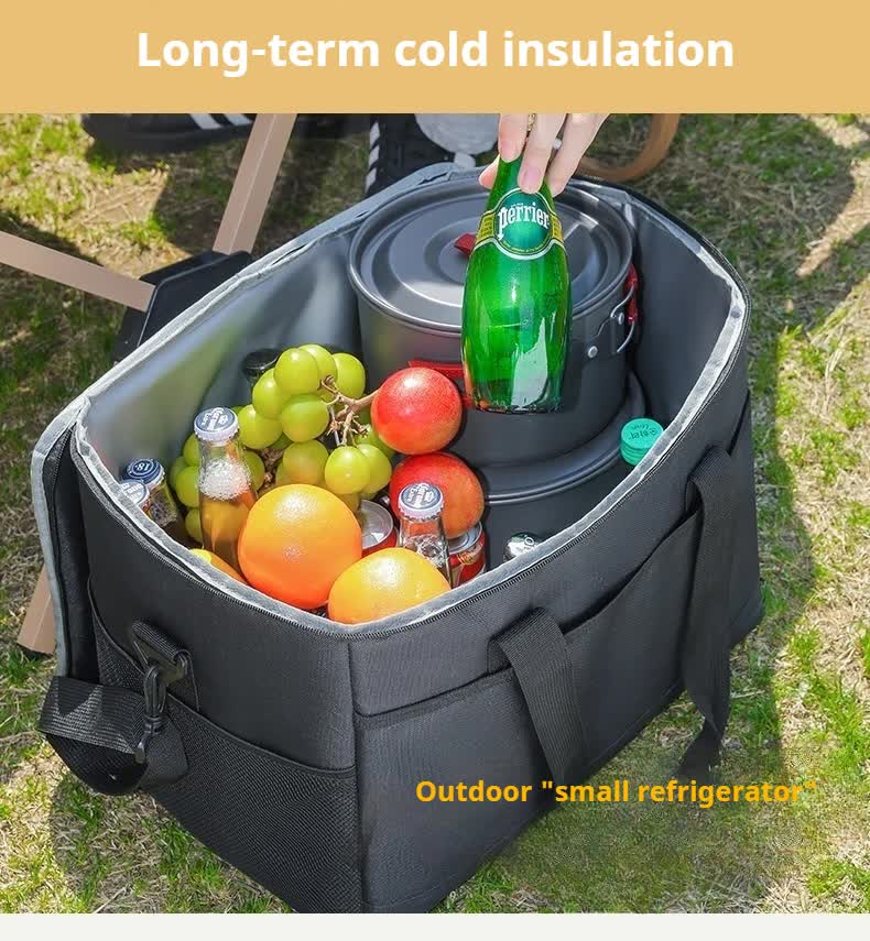 Large 35L Insulated Cooler Bag Soft Sided Leakproof Thermal Tote for Camping Beach Picnic BBQ Heavy Duty Grocery Carrier Grey.