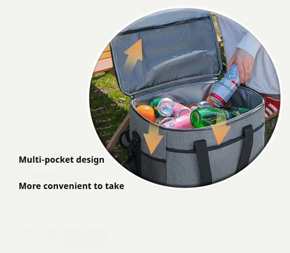 Large 35L Insulated Cooler Bag Soft Sided Leakproof Thermal Tote for Camping Beach Picnic BBQ Heavy Duty Grocery Carrier Grey.
