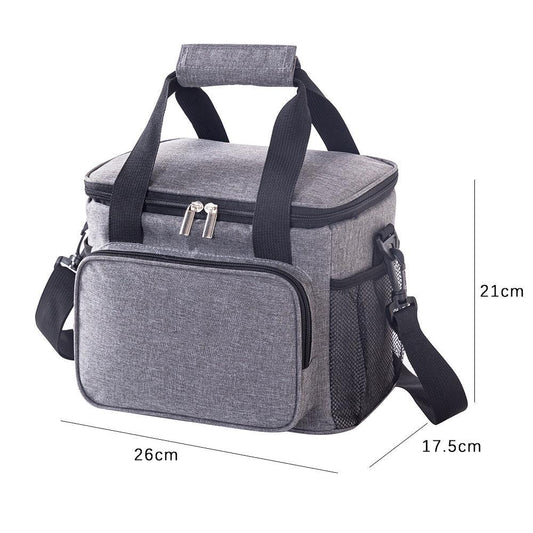 Small Insulated Lunch Bag 10L Cooler Tote Box with Shoulder Strap Leakproof Thermal Meal Prep Carrier for Work School Picnic Grey.