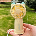 Mini Handheld Fan Rechargeable Portable Personal Cooling Device Cute Bear Design 3 Speed Adjustable with Stand Lanyard for Travel Kids Office Yellow.