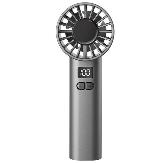 High Speed Handheld Turbo Fan 100 Adjustable Speeds Digital Display Portable Personal Cooling Device Rechargeable Type-C for Travel Outdoor Grey.