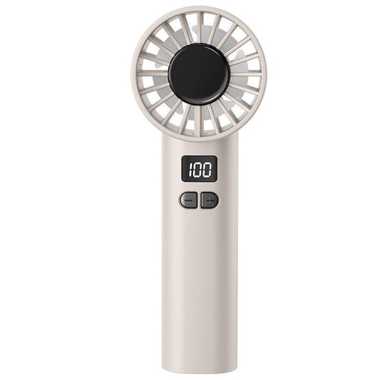 High Speed Handheld Turbo Fan 100 Adjustable Speeds Digital Display Portable Personal Cooling Device Rechargeable Type-C for Travel Outdoor White.