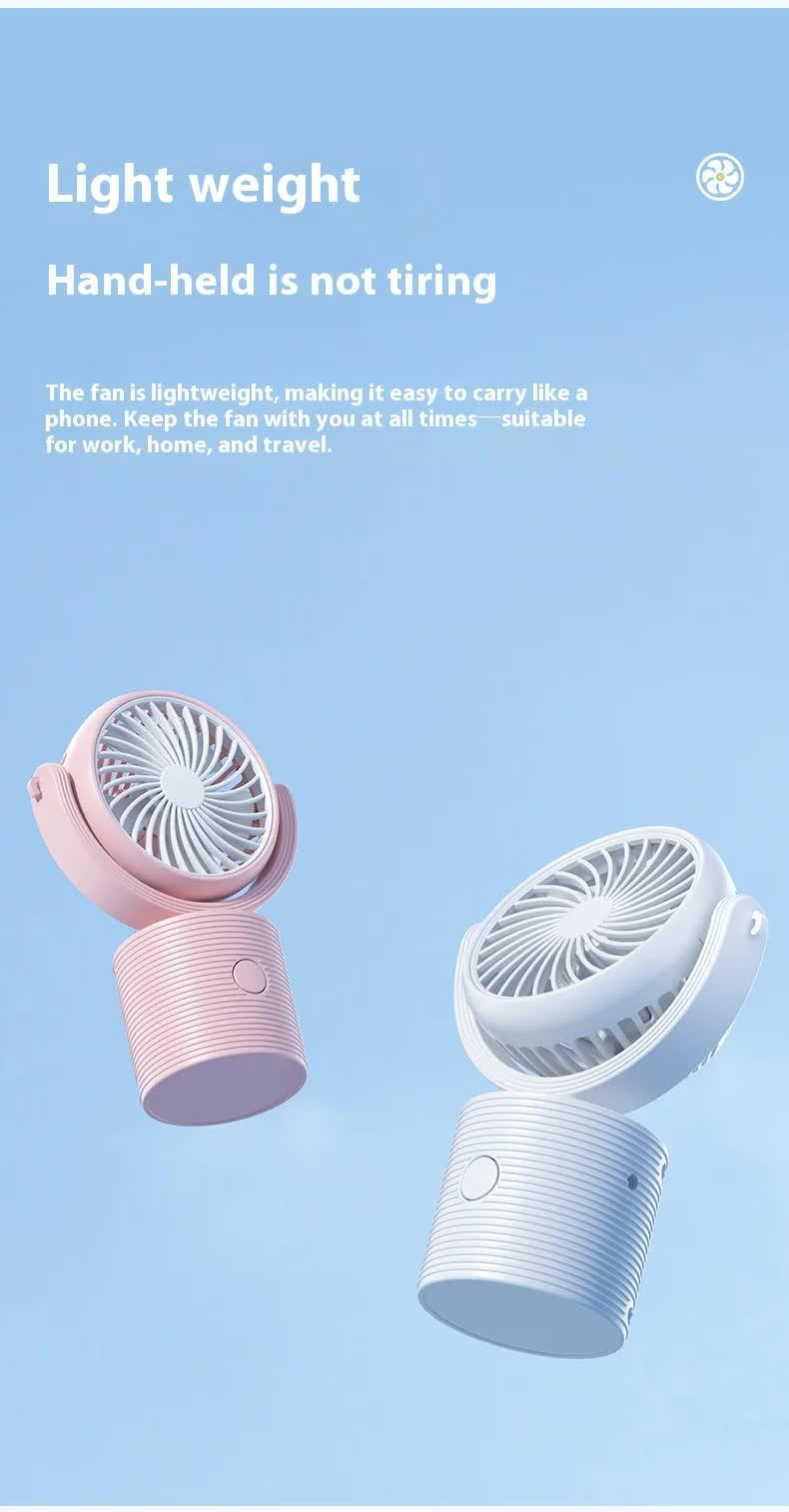 Portable Turbo Fan 3-in-1 Mini Handheld Desk Fan Rechargeable Personal Cooling Device with Neck Lanyard 180 Degree Adjustable Head Quiet Wind White.