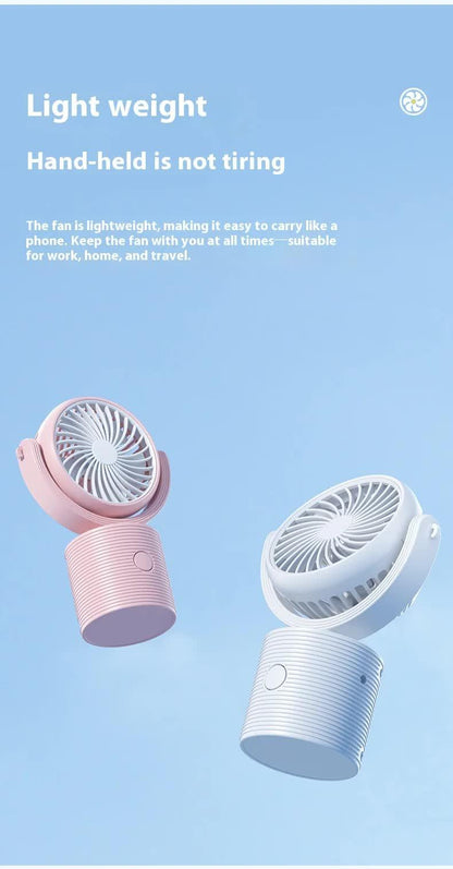 Portable Turbo Fan 3-in-1 Mini Handheld Desk Fan Rechargeable Personal Cooling Device with Neck Lanyard 180 Degree Adjustable Head Quiet Wind White.