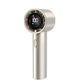 High Speed Handheld Turbo Fan Champagne Gold 3 Adjustable Speeds LED Display Portable Personal Cooling Fan Rechargeable for Travel Office Outdoor.