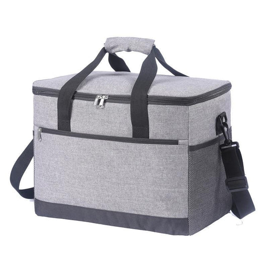 Large 30L Insulated Cooler Bag - Leakproof Thermal Lunch Tote with Shoulder Strap - Heavy Duty Grey Picnic Box for Beach, Camping & Work.