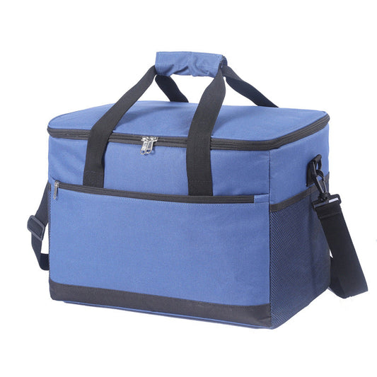 Large 30L Insulated Cooler Bag - Leakproof Thermal Lunch Tote with Shoulder Strap - Heavy Duty Blue Picnic Box for Beach, Camping & Work.
