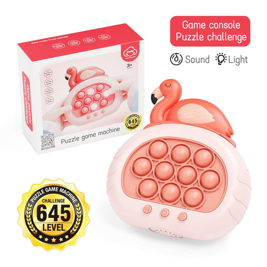Electronic Fast Push Pop Game - Flamingo Fidget Console with Lights & Sound - 4 Modes Memory & Speed Challenge - Interactive Sensory Toy for Kids 3+ & Travel.
