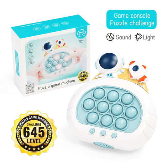 Electronic Fast Push Pop Game - Astronaut Space Edition Fidget Console with Lights & Sound - 4 Modes Memory & Speed Challenge - Interactive Sensory Toy for Kids 3+ & Travel.