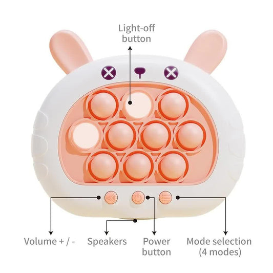 Electronic Fast Push Pop Game - Brown Deer Fidget Console with Lights & Sound - 4 Modes Memory & Speed Challenge - Interactive Sensory Toy for Kids 3+ & Travel.