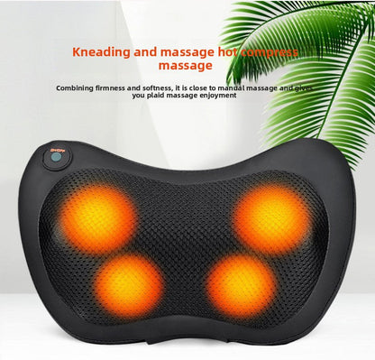 Electric Shiatsu Massage Pillow with Heat - Dual Button Deep Kneading Neck & Back Massager - Adjustable Speed & Direction Car Home Cushion - Black