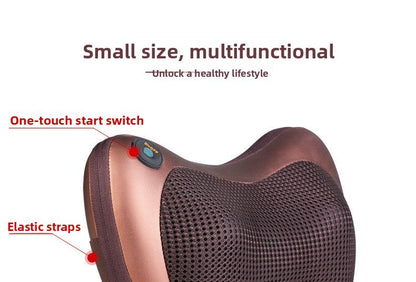 Cordless Rechargeable Shiatsu Massage Pillow - 8 Node Deep Kneading Neck & Back Massager with Heat - Wireless Portable Cushion for Home Car & Travel - Black