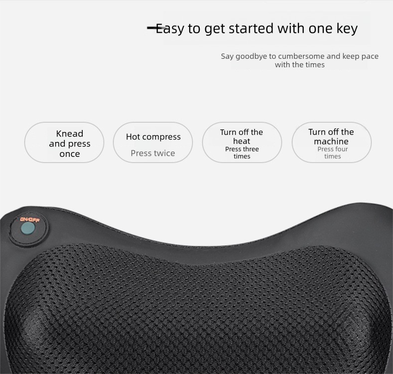 Cordless Rechargeable Shiatsu Massage Pillow - 8 Node Deep Kneading Neck & Back Massager with Heat - Wireless Portable Cushion for Home Car & Travel - Black