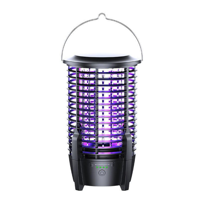 2-in-1 Rechargeable Mosquito Zapper & Camping Lantern - 3600mAh Battery - 2000V Electric Insect Killer with Bionic Trap Technology - Waterproof Outdoor Bug Trap - Black. Hover Image