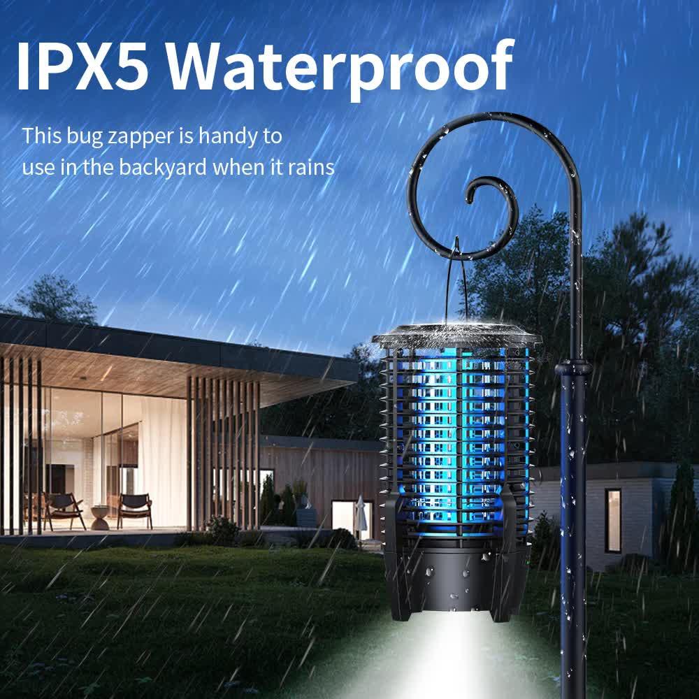 2-in-1 Rechargeable Mosquito Zapper & Camping Lantern - 3600mAh Battery - 2000V Electric Insect Killer with Bionic Trap Technology - Waterproof Outdoor Bug Trap - Black.