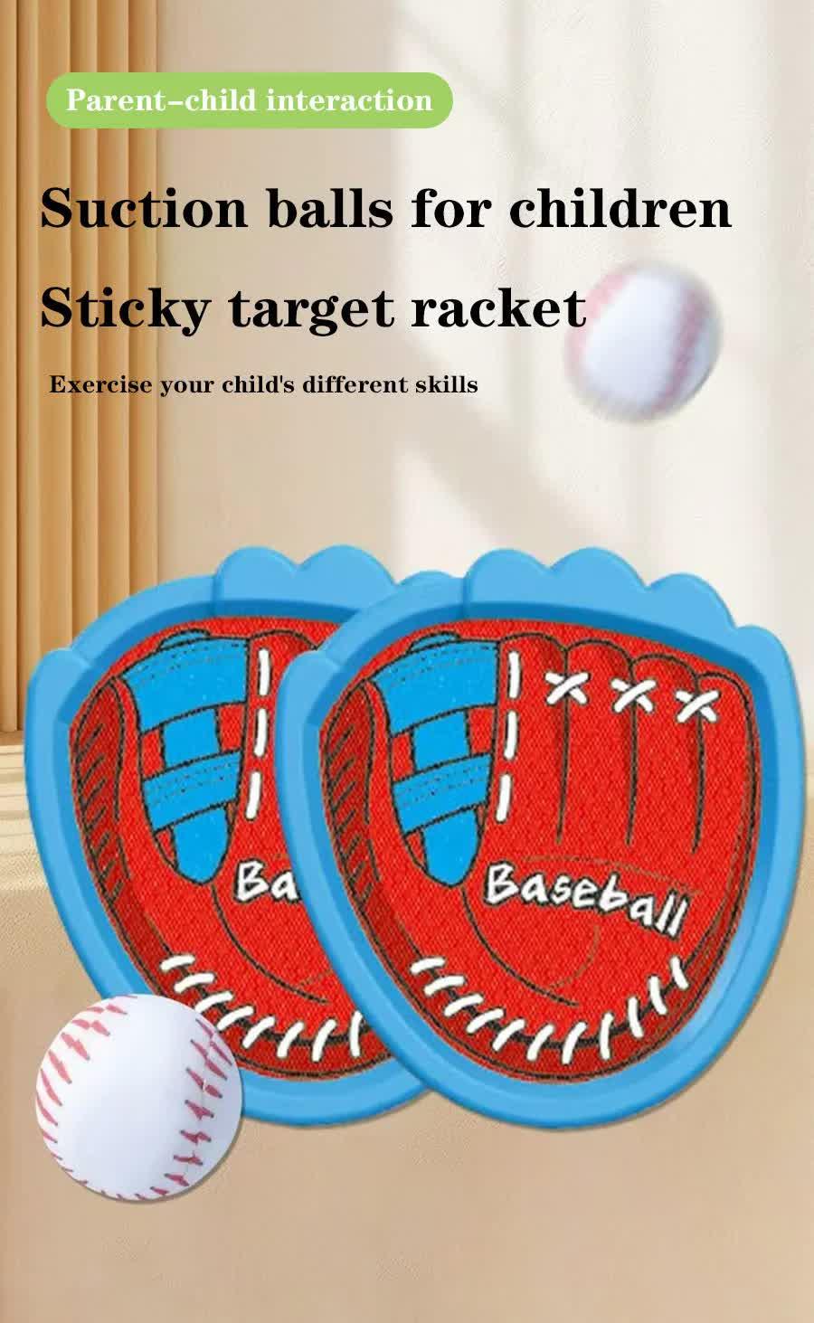 LED Light Up Toss and Catch Game Set - 2 Glowing Blue Paddles & 3 Sticky Basketball - Fun Outdoor Beach & Camping Toy for Kids & Adults - Includes Mesh Storage Bag.