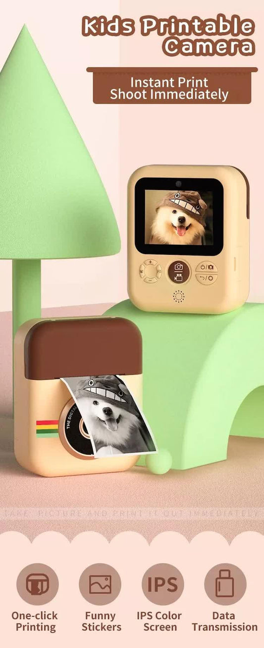 Kids Instant Print Camera with 3 Paper Rolls - Zero Ink Thermal Digital Camera & Video Recorder - 1080P Dual Lens Selfie Toy for Boys & Girls - Purple.