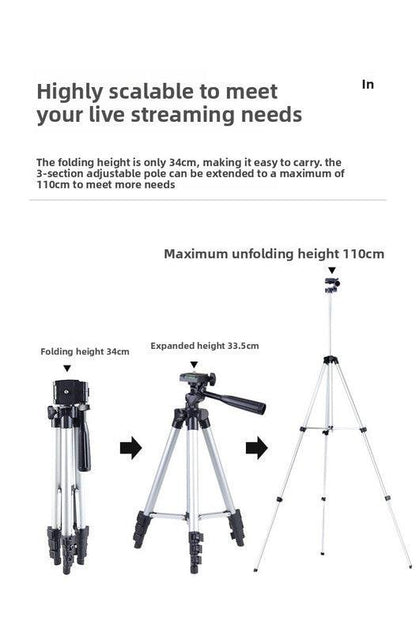 3120 Black Camera & Phone Tripod Stand - 110cm Lightweight Aluminium Portable Travel Mount with 3-Way Head & Universal Smartphone Holder - Adjustable Vlogging Gear - Black.