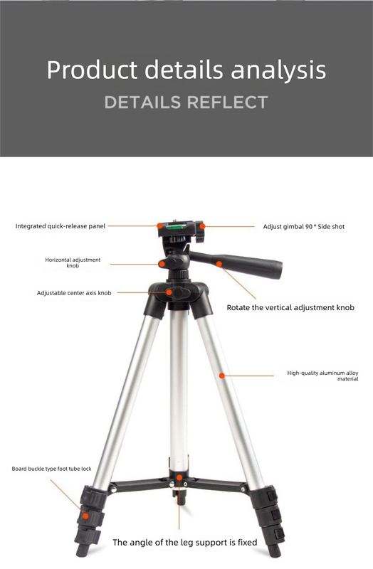 3120 Black Camera & Phone Tripod Stand - 110cm Lightweight Aluminium Portable Travel Mount with 3-Way Head & Universal Smartphone Holder - Adjustable Vlogging Gear - Black.