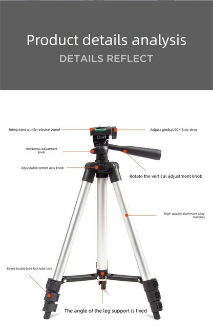 3120 Black Camera & Phone Tripod Stand - 110cm Lightweight Aluminium Portable Travel Mount with 3-Way Head & Universal Smartphone Holder - Adjustable Vlogging Gear - Black.