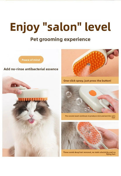 3 in 1 Electric Pet Spray Comb with Rotatable Handle Anti Static Grooming Brush for Cats and Dogs Massage Deshedding Tool White