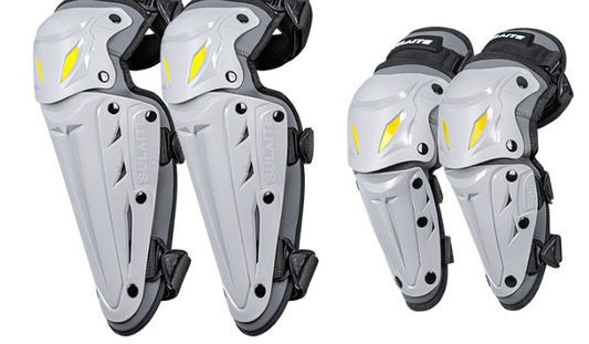 SULAITE CE Level 1 Certified 4 Piece Motorcycle Protective Gear Set Grey Knee Pads and Elbow Guards Long Shin Armour Quick Release for Motocross Dirt Bike