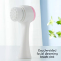 2-in-1 Dual Sided Facial Cleansing Brush Soft Microfiber & Silicone Scrubber Manual Face Washer Exfoliator Tool Pink for Deep Pore Cleaning.