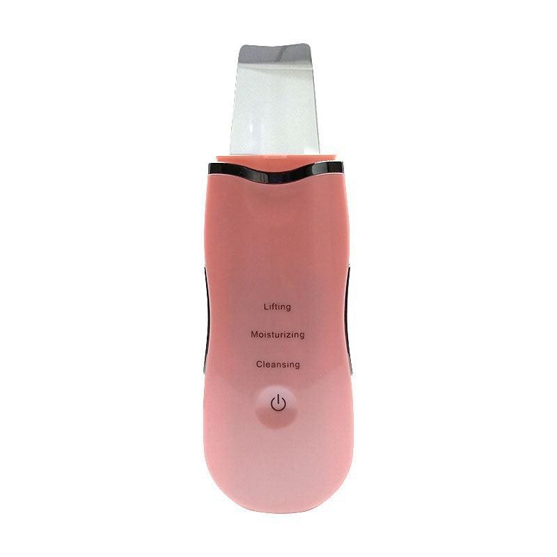 Ultrasonic Skin Scrubber Facial Spatula Blackhead Remover & Pore Cleaner with Ion EMS Lifting Mode Rechargeable Beauty Tool Pink.