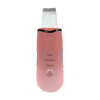 Ultrasonic Skin Scrubber Facial Spatula Blackhead Remover & Pore Cleaner with Ion EMS Lifting Mode Rechargeable Beauty Tool Pink.