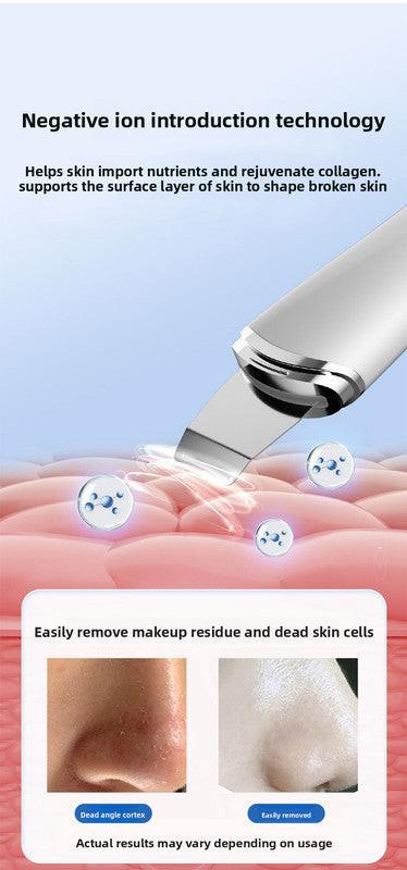 Ultrasonic Skin Scrubber Facial Spatula Blackhead Remover & Pore Cleaner with Ion EMS Lifting Mode Rechargeable Beauty Tool Pink.