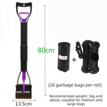 Super Long 80cm Foldable Pet Pooper Scooper Heavy Duty Dog Waste Picker No Bending Jaw Clamp with Dispenser & Bags Purple.