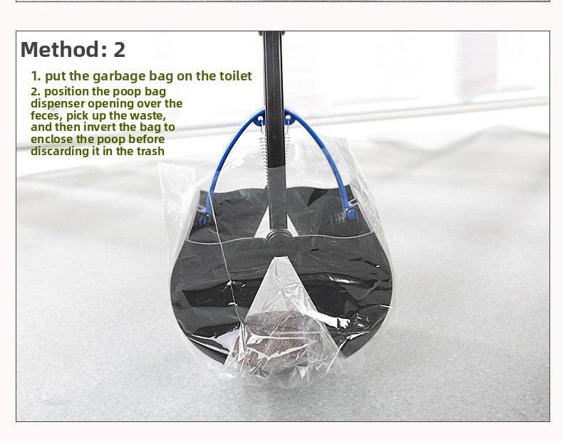 Super Long 80cm Foldable Pet Pooper Scooper Heavy Duty Dog Waste Picker No Bending Jaw Clamp with Dispenser & Bags Purple.