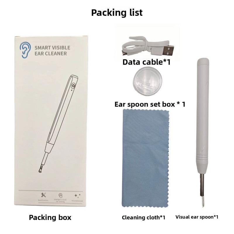 Smart Visual Ear Wax Removal Tool with HD Camera WiFi Wireless Otoscope Ear Cleaner 3.5mm Ultra Slim Lens for iPhone Android White.
