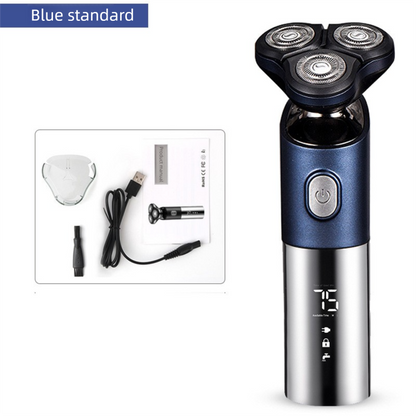 Electric Shaver for Men 3D Rotary Razor Wet and Dry Waterproof USB Rechargeable LED Display Travel Lock Gift Box Black