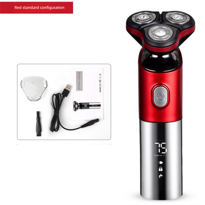 Electric Shaver for Men 3D Rotary Razor Wet and Dry Waterproof USB Rechargeable LED Display Travel Lock Gift Box Black