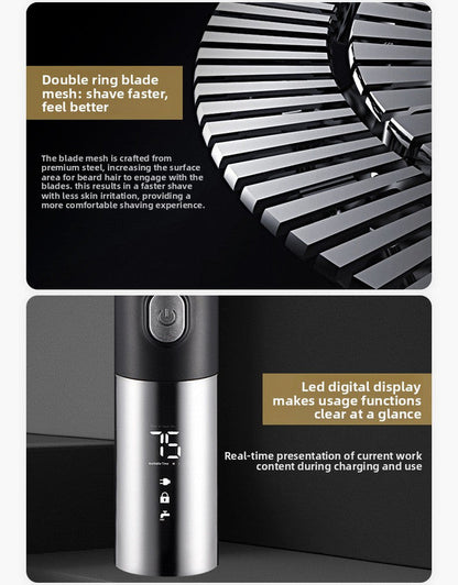 Electric Shaver for Men 3D Rotary Razor Wet and Dry Waterproof USB Rechargeable LED Display Travel Lock Gift Box Black