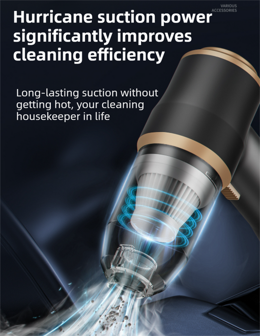 4-in1 Blue Wireless Compact Handheld Car Vacuum Cleaner & Air Duster  with 5 Nozzles/Brushes- 5300 Pa High Power Blower/Suction Tool for Auto, Home & Office