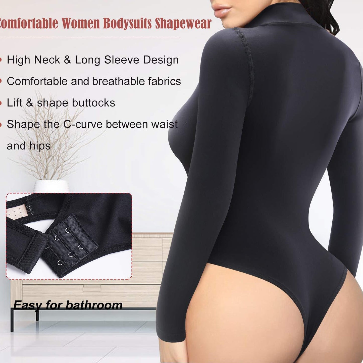 Size L Black Women's Sexy T-Back Bodysuit Thong Leotard - Milk Silk Round Neck Slim Fit Jumpsuit Base Layer