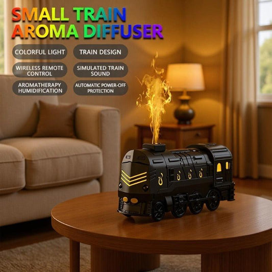 War-Armor Ultrasonic Train Humidifier & Aroma Diffuser - Large & Fine Mist Output, Water Shortage and Power-Off Protection with 7-Color LED & Mechanical Button and Remote Dual Control.
