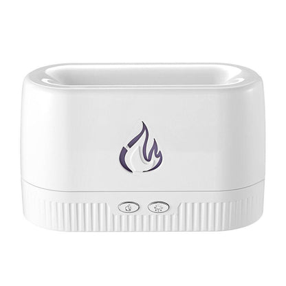 White 3D Simulation Flame Aroma Diffuser & Humidifier - Ultrasonic Desktop Mister with 7-Color LED Light and Automatic Scent Spray (200ML).