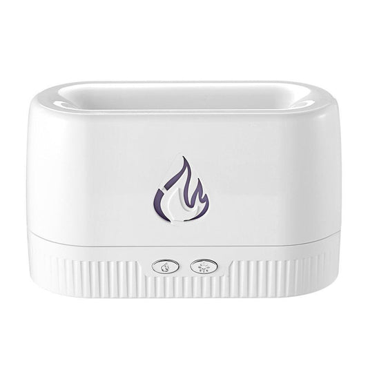 White 3D Simulation Flame Aroma Diffuser & Humidifier - Ultrasonic Desktop Mister with 7-Color LED Light and Automatic Scent Spray (200ML).
