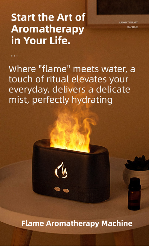 White 3D Simulation Flame Aroma Diffuser & Humidifier - Ultrasonic Desktop Mister with 7-Color LED Light and Automatic Scent Spray (200ML).