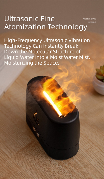 White 3D Simulation Flame Aroma Diffuser & Humidifier - Ultrasonic Desktop Mister with 7-Color LED Light and Automatic Scent Spray (200ML).