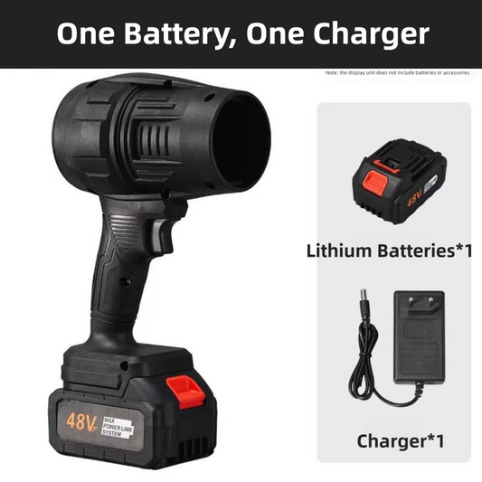 Black Ultra-High Power Cordless Turbine Air Blower With Lithium Battery & Australian Plug Kit - 30,000 RPM High Velocity and Lightweight Operation for Leaf Blowing, Snow Removal & Multi-Use.
