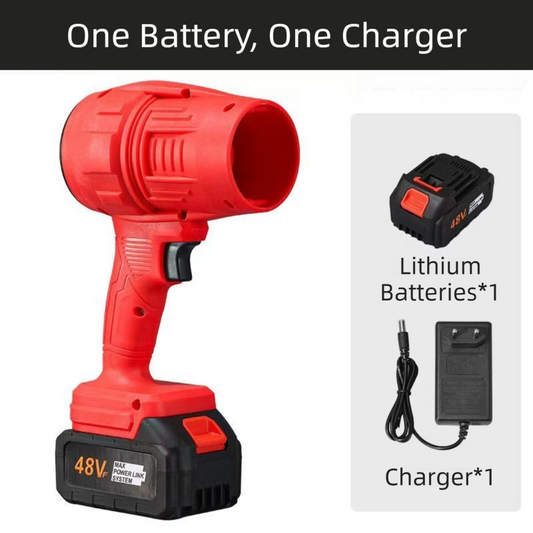 Red Ultra-High Power Cordless Turbine Air Blower With Lithium Battery & Australian Plug Kit - 30,000 RPM High Velocity and Lightweight Operation for Leaf Blowing, Snow Removal & Multi-Use.