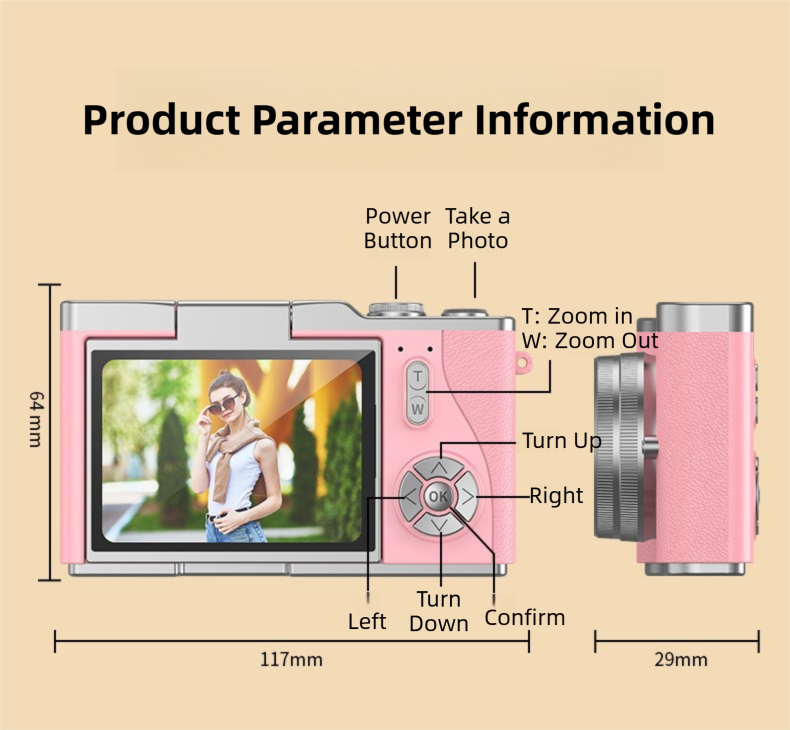 Purple 4K Compact Digital CCD Camera for Vlogging & Students - Portable Point and Shoot with 2.4-inch Rotating Screen, 8X Optical Zoom, and Anti-Shake.