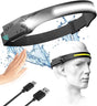 Adjustable High-Lumen Rechargeable COB LED Headlamp - 230Â° Wide Beam Head Torch with Wave Sensor for Camping, Hiking & Fishing.