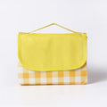 Yellow Plaid Foldable Waterproof & Moisture-Proof Picnic Blanket 150x100CM - 600D Three-Layer Composite Oxford Extra Large Mat for Beach & Camping.