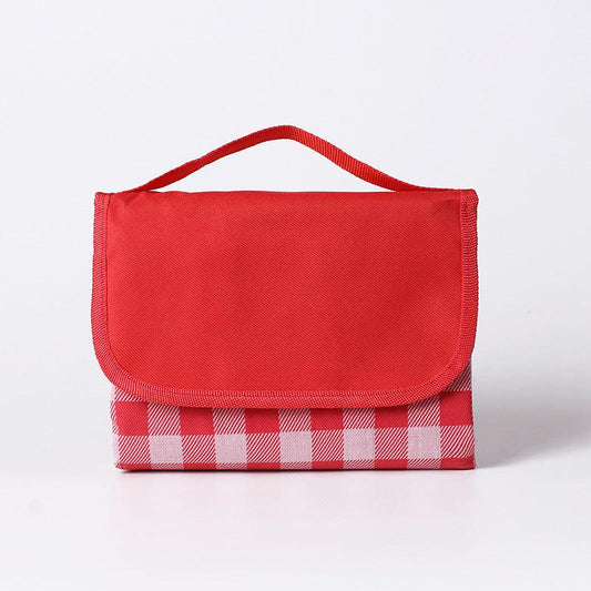 Red and White Plaid Foldable Waterproof & Moisture-Proof Picnic Blanket 150x100CM - 600D Three-Layer Composite Oxford Extra Large Mat for Beach & Camping.
