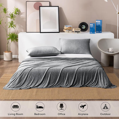 Light Grey Queen Size 200x150CM Cooling Blanket for Hot Sleepers - Lightweight Breathable All-Season Throw, Hand / Machine Washable